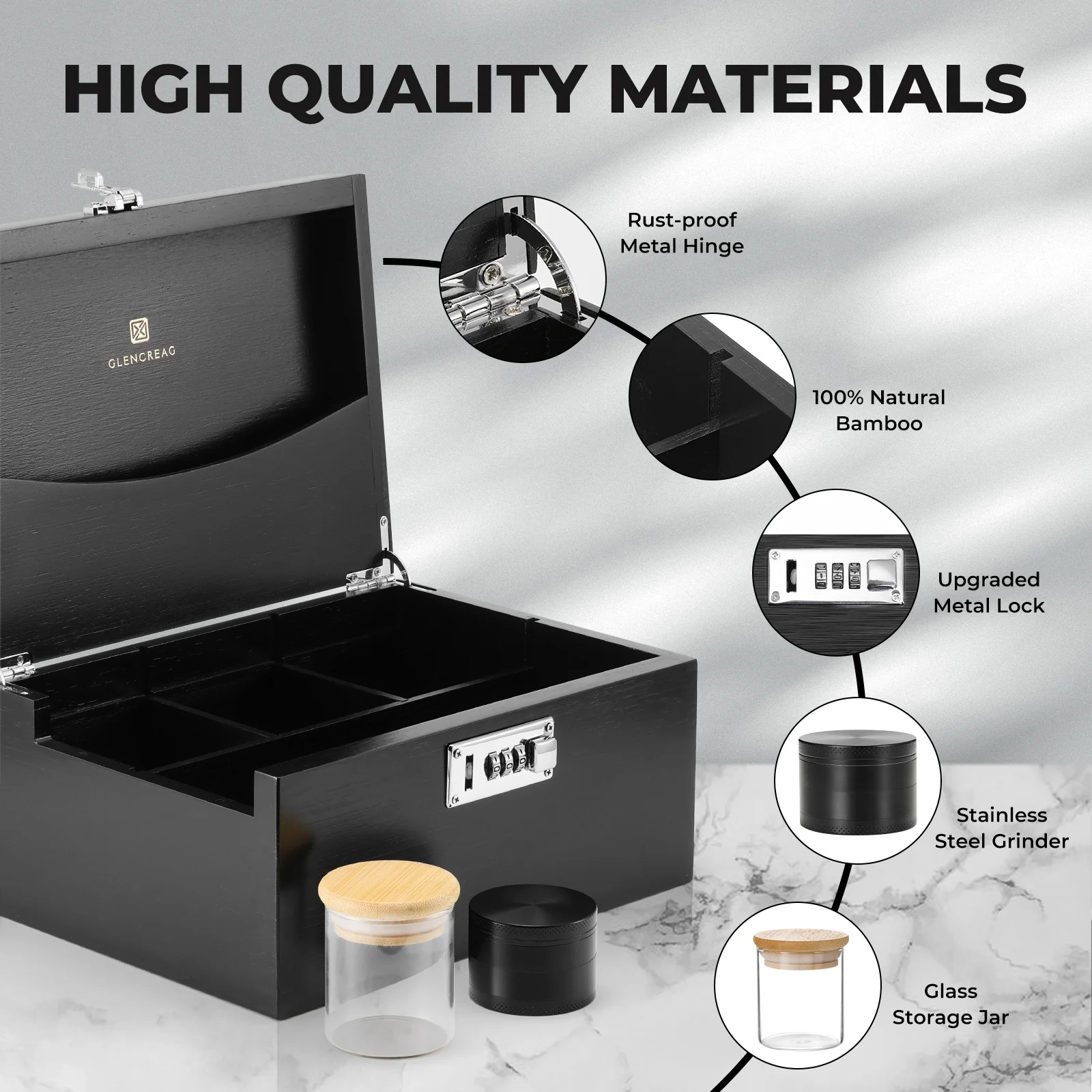 Bamboo Stash Box Set (Black) - Image 4