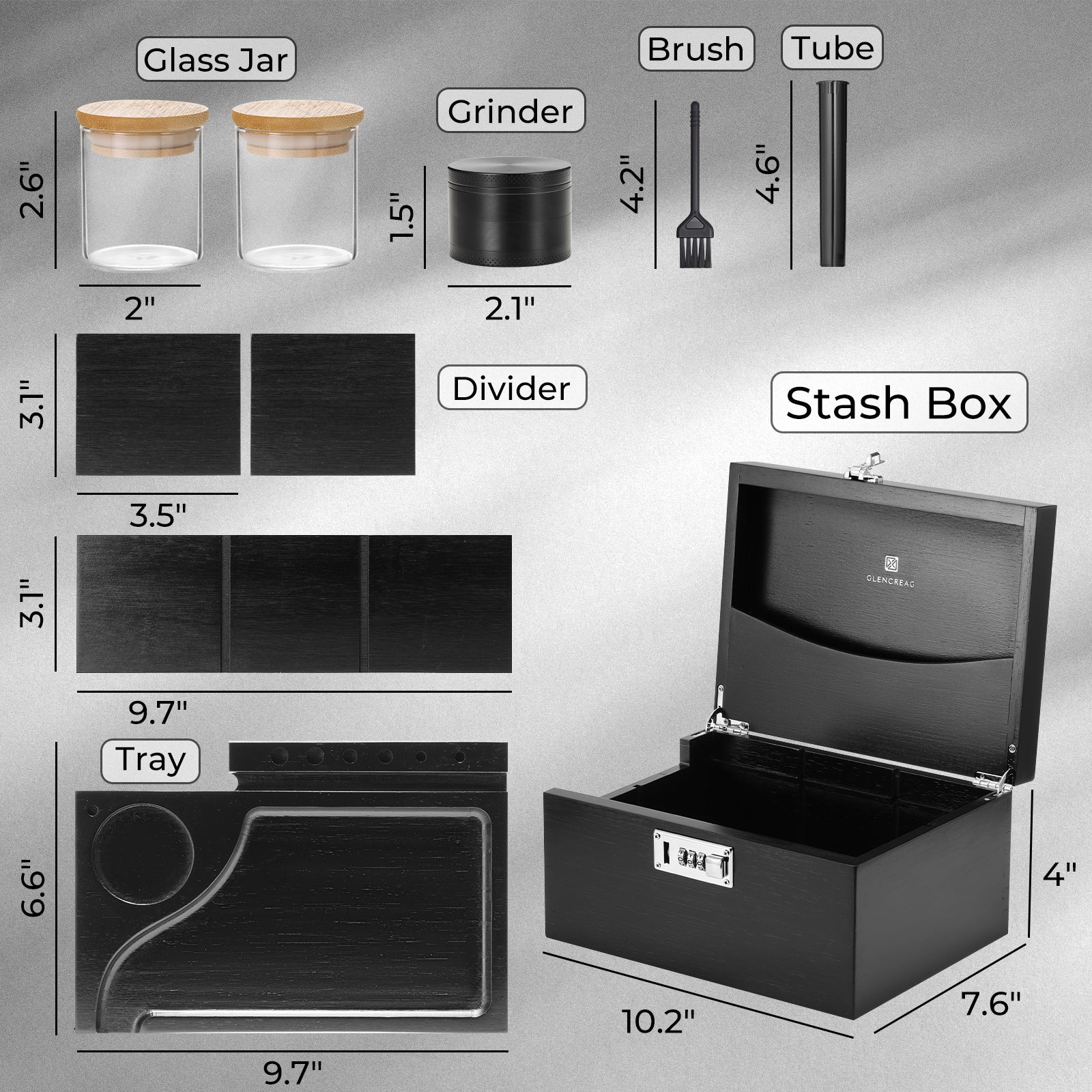 Bamboo Stash Box Set (Black) - Image 5
