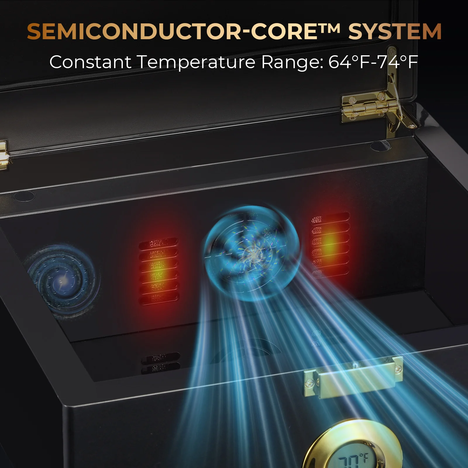 CC-3A-1 Electric Thermostatic Cigar Humidor Box, 30 Counts - Image 3