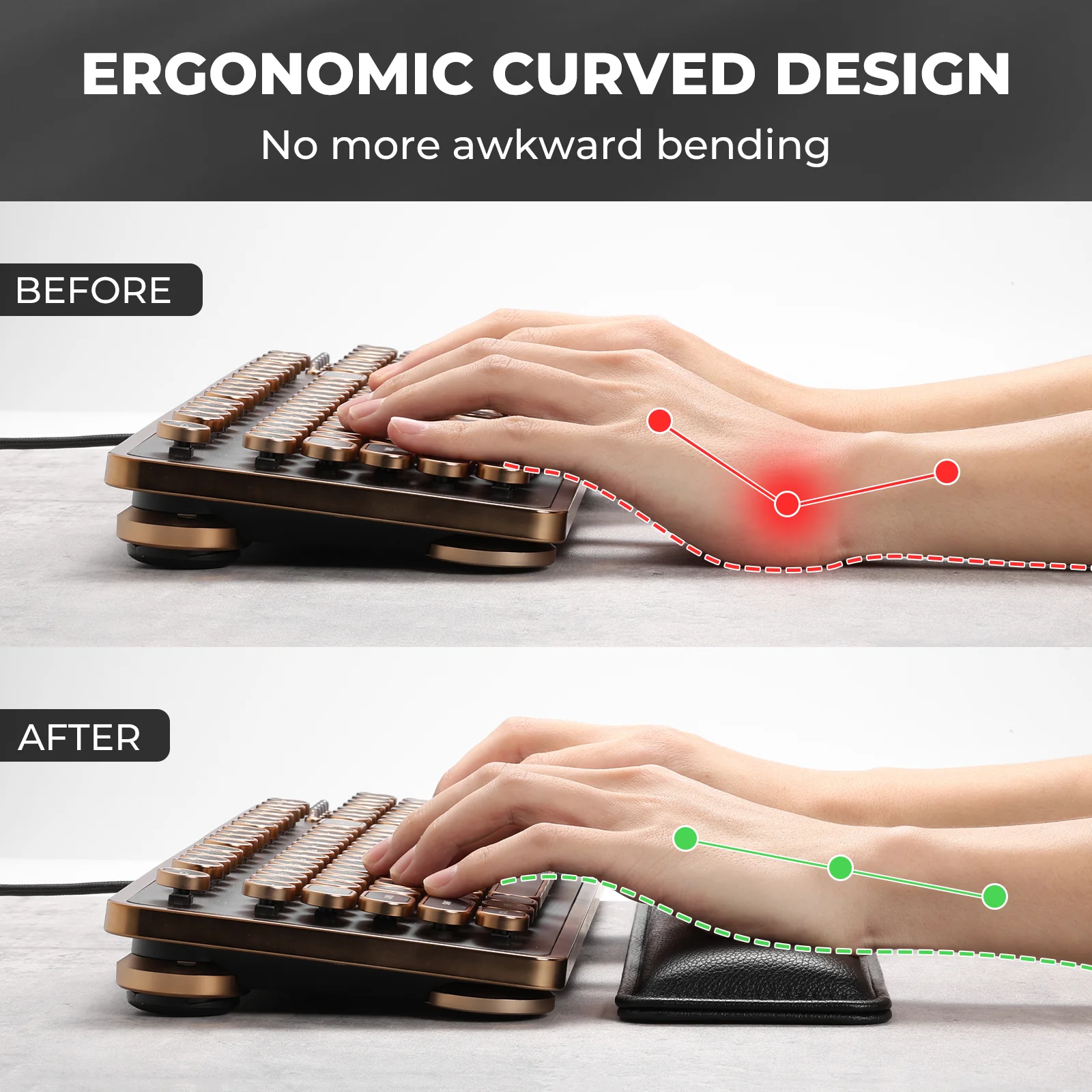 Ergonomic Keyboard Wrist Rest, Black - Image 3