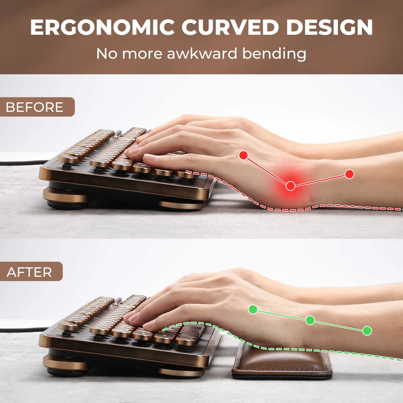 Ergonomic Keyboard Wrist Rest, Tan - Image 3