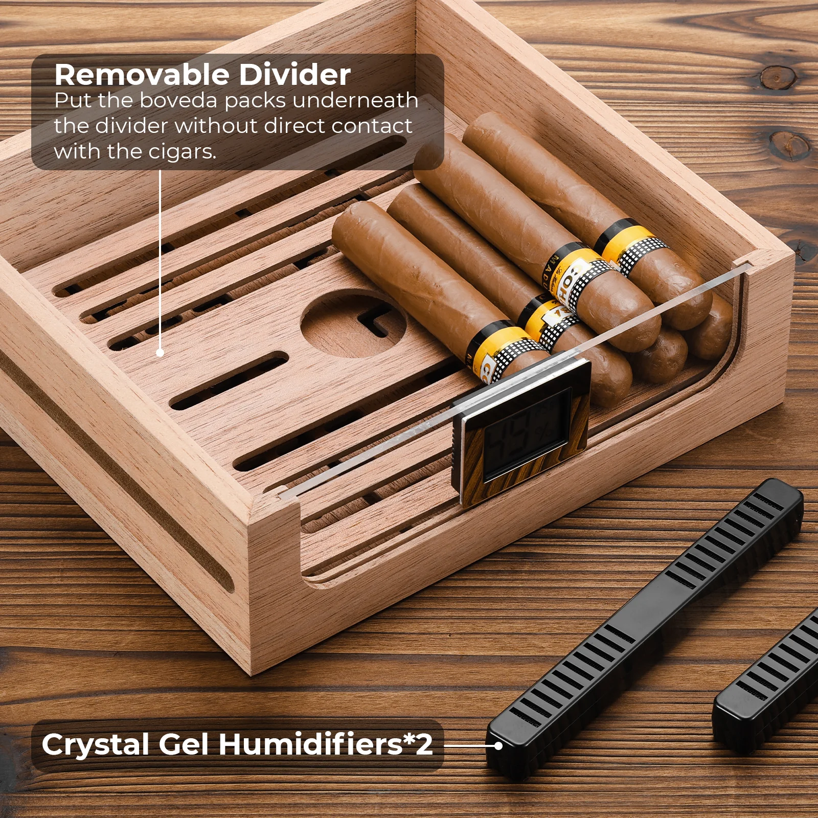 MET-1031 Classic Cigar Humidor Cabinet, 150 Counts (Ebony) - Image 3