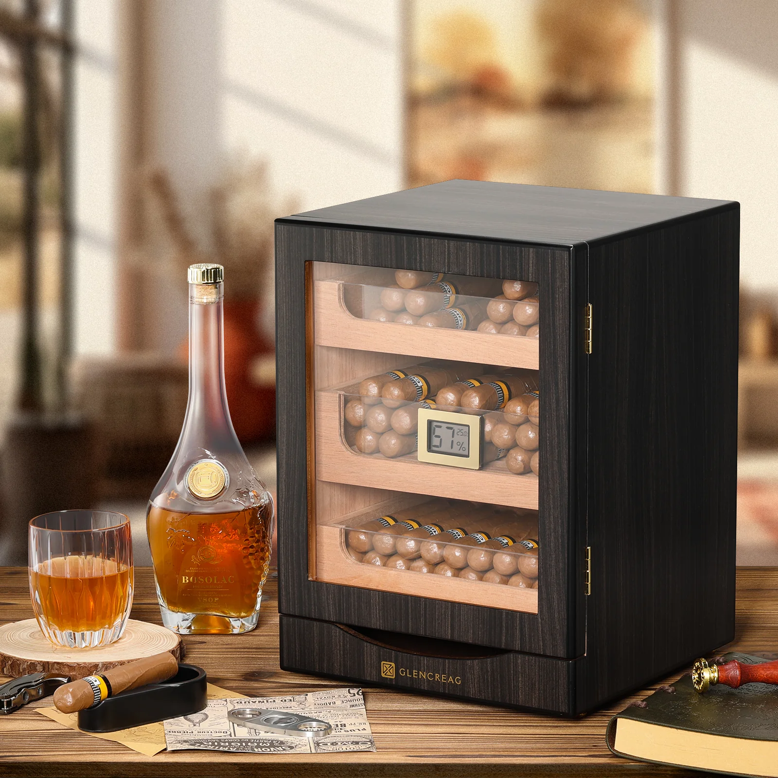 MET-1031 Classic Cigar Humidor Cabinet, 150 Counts (Ebony) - Image 6