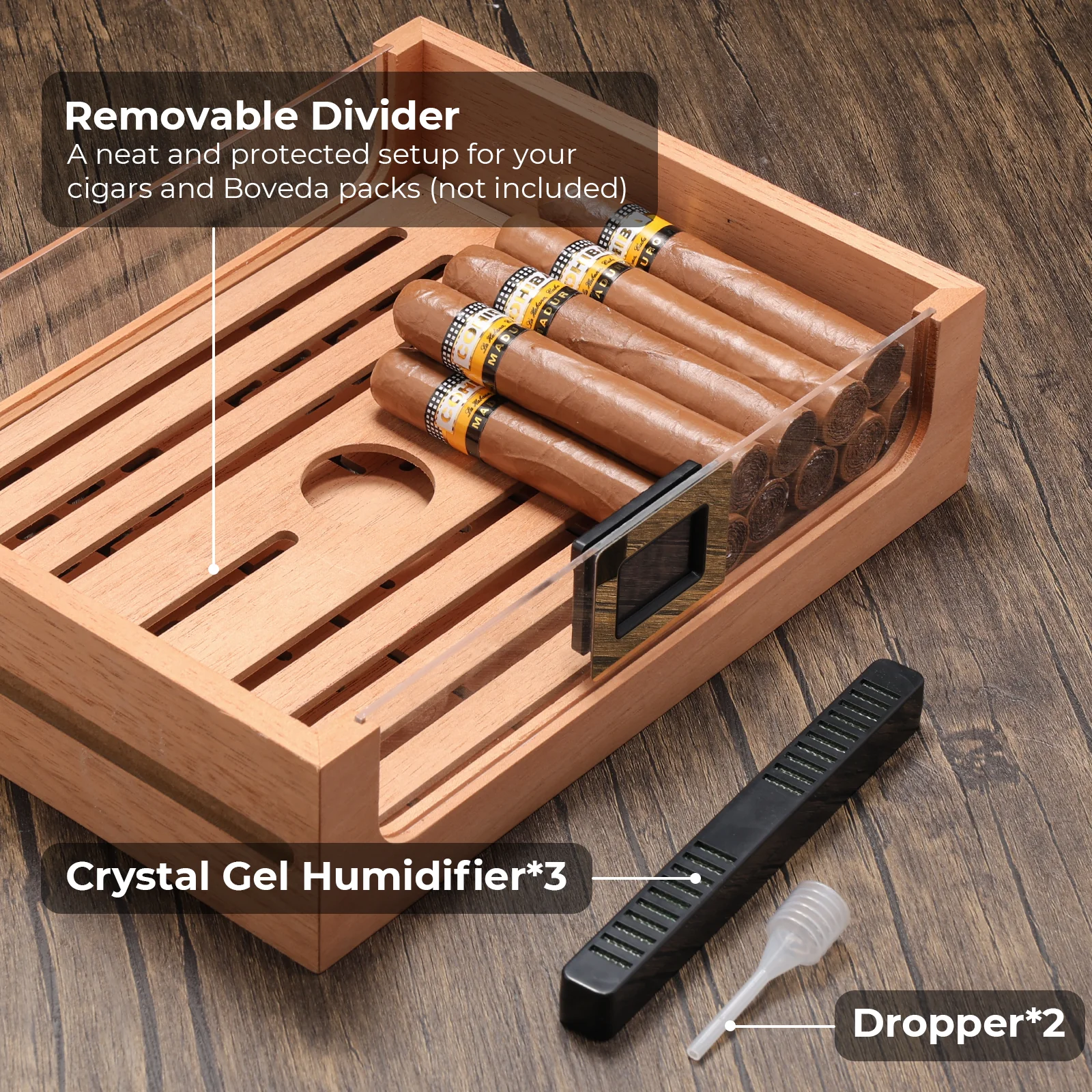 MET-1031PM LED Cigar Humidor Cabinet, 250 Counts - Image 5