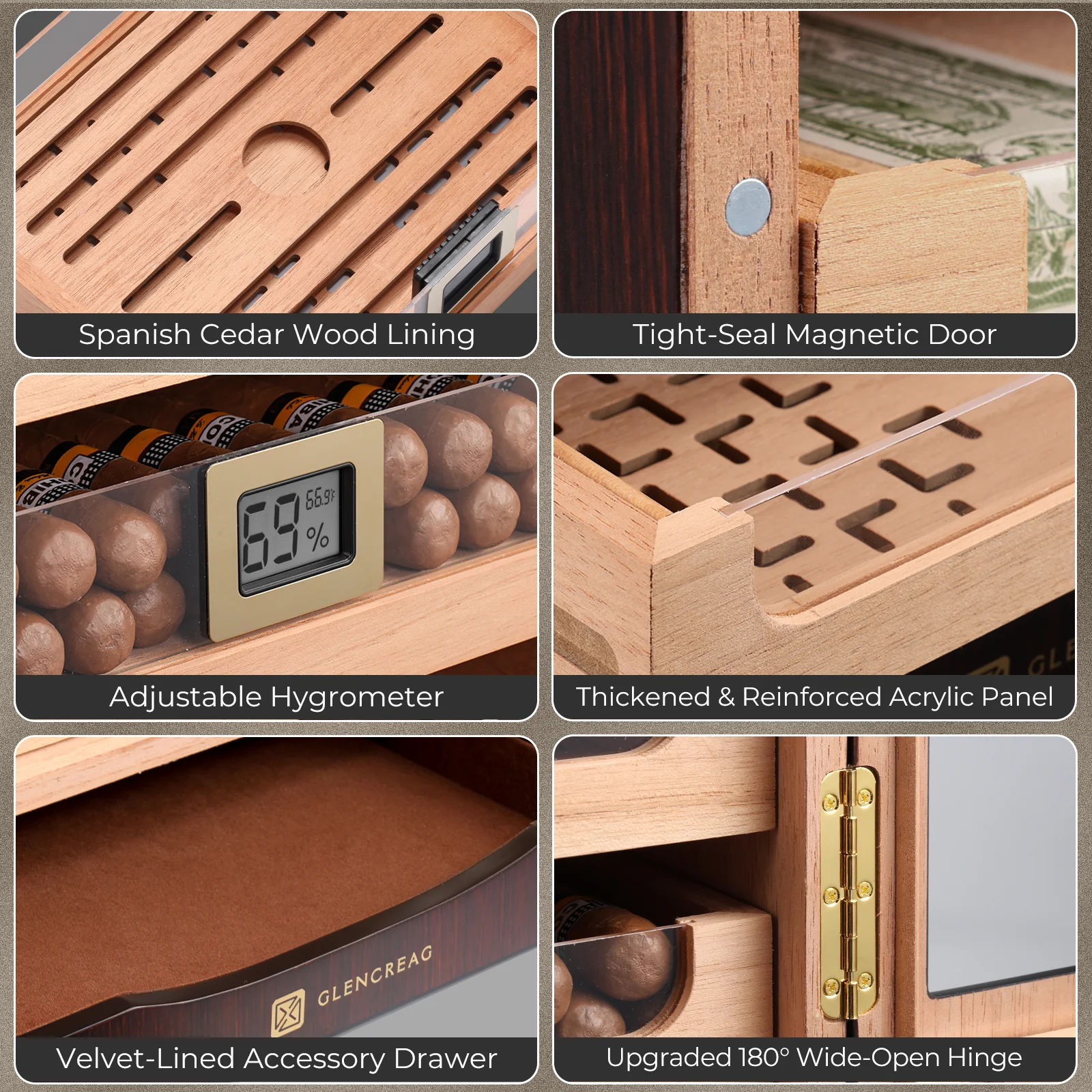 MET-1031PM LED Cigar Humidor Cabinet, 250 Counts - Image 6