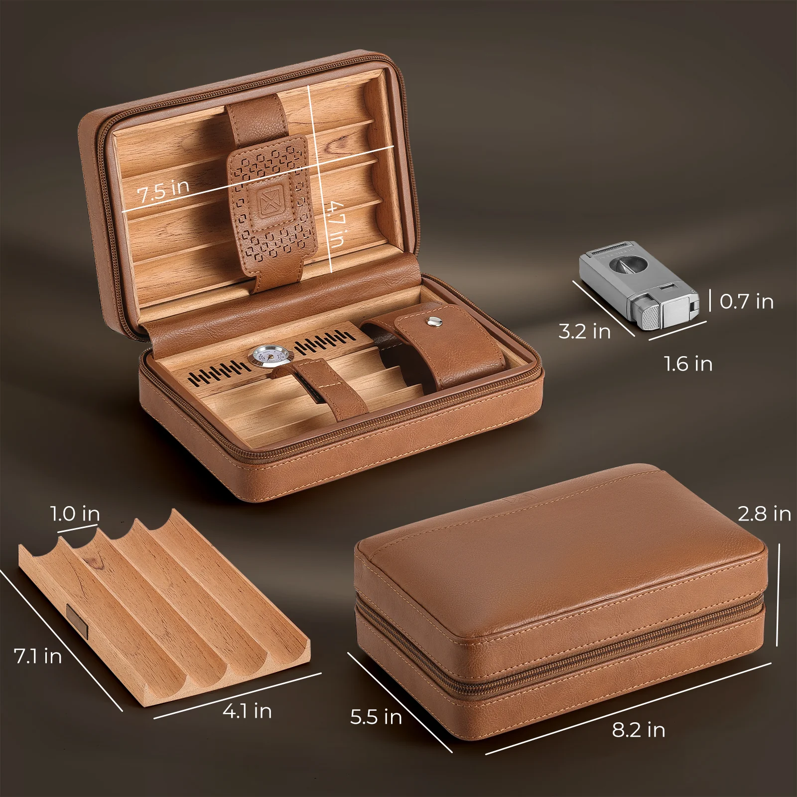 PR-5041 Portable Travel Cigar Humidor Case, 7 Cigars - Image 4