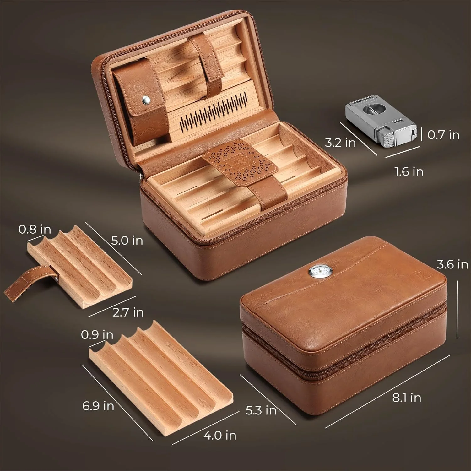 PR-5041 Portable Travel Cigar Humidor Case, 11 Cigars - Image 3