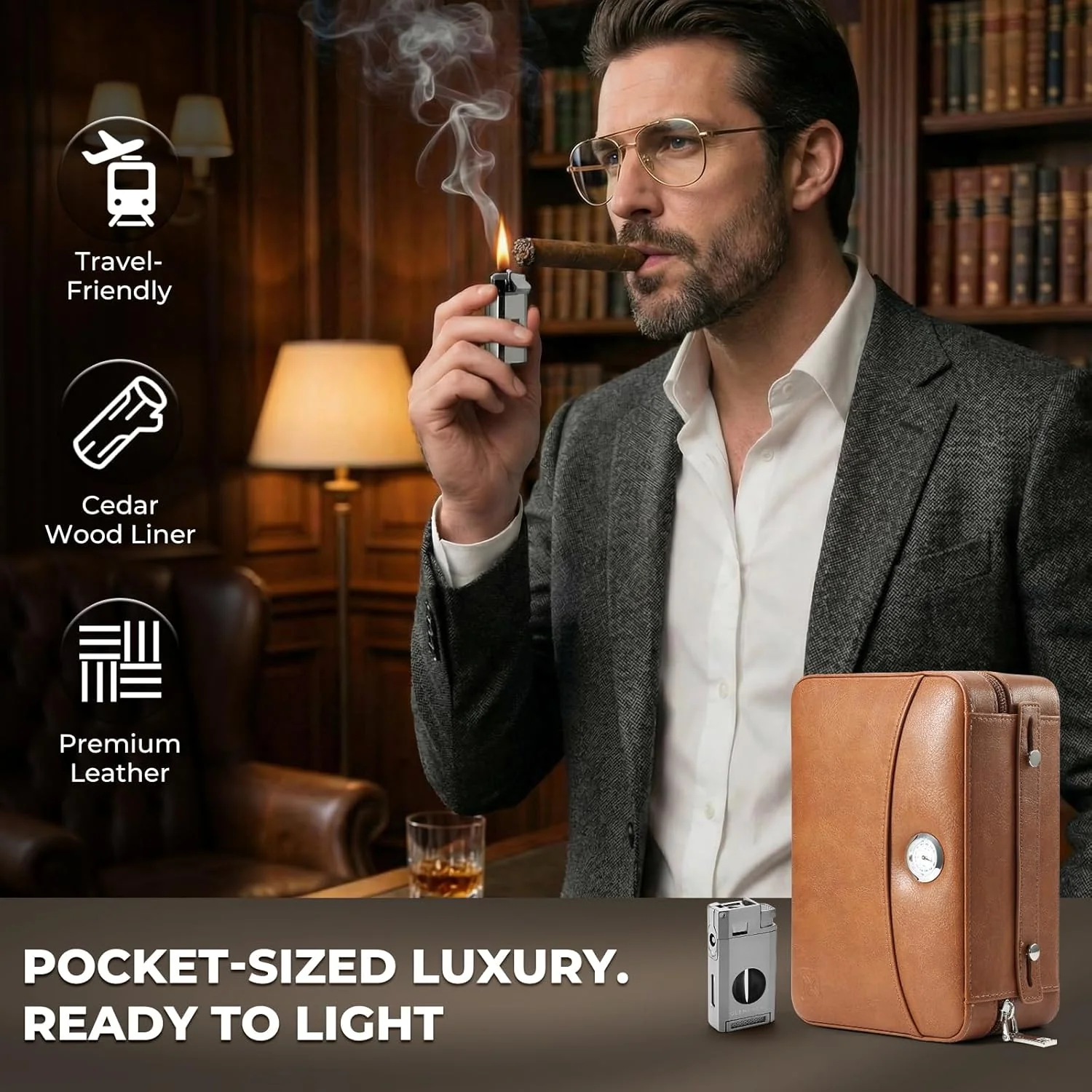 PR-5041 Portable Travel Cigar Humidor Case, 11 Cigars - Image 5