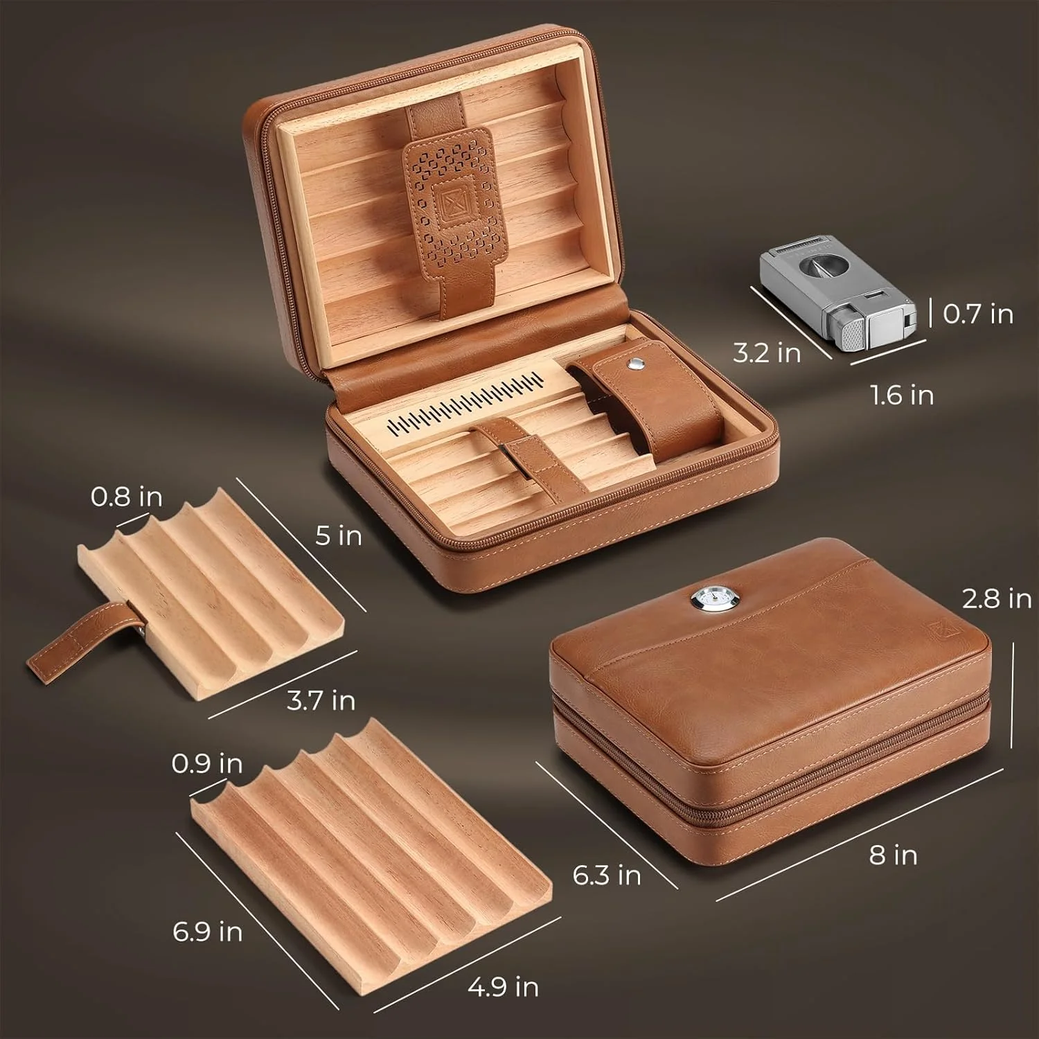 PR-5041 Portable Travel Cigar Humidor Case, 9 Cigars - Image 3