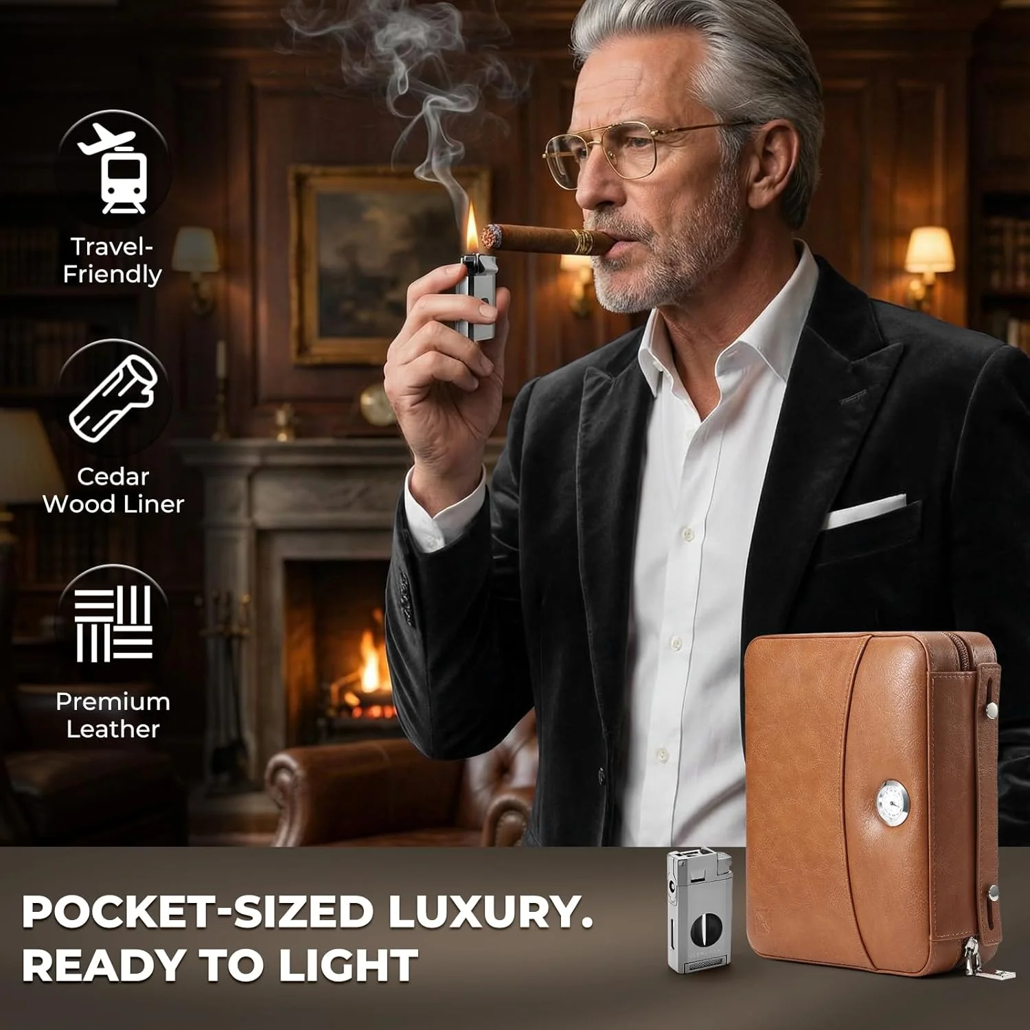 PR-5041 Portable Travel Cigar Humidor Case, 9 Cigars - Image 6