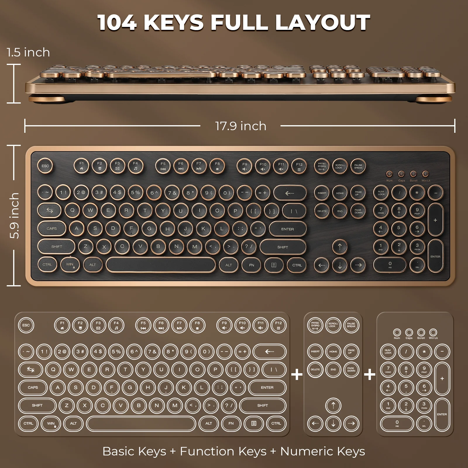 RK104 Wired Retro Mechanical Keyboard - Image 3