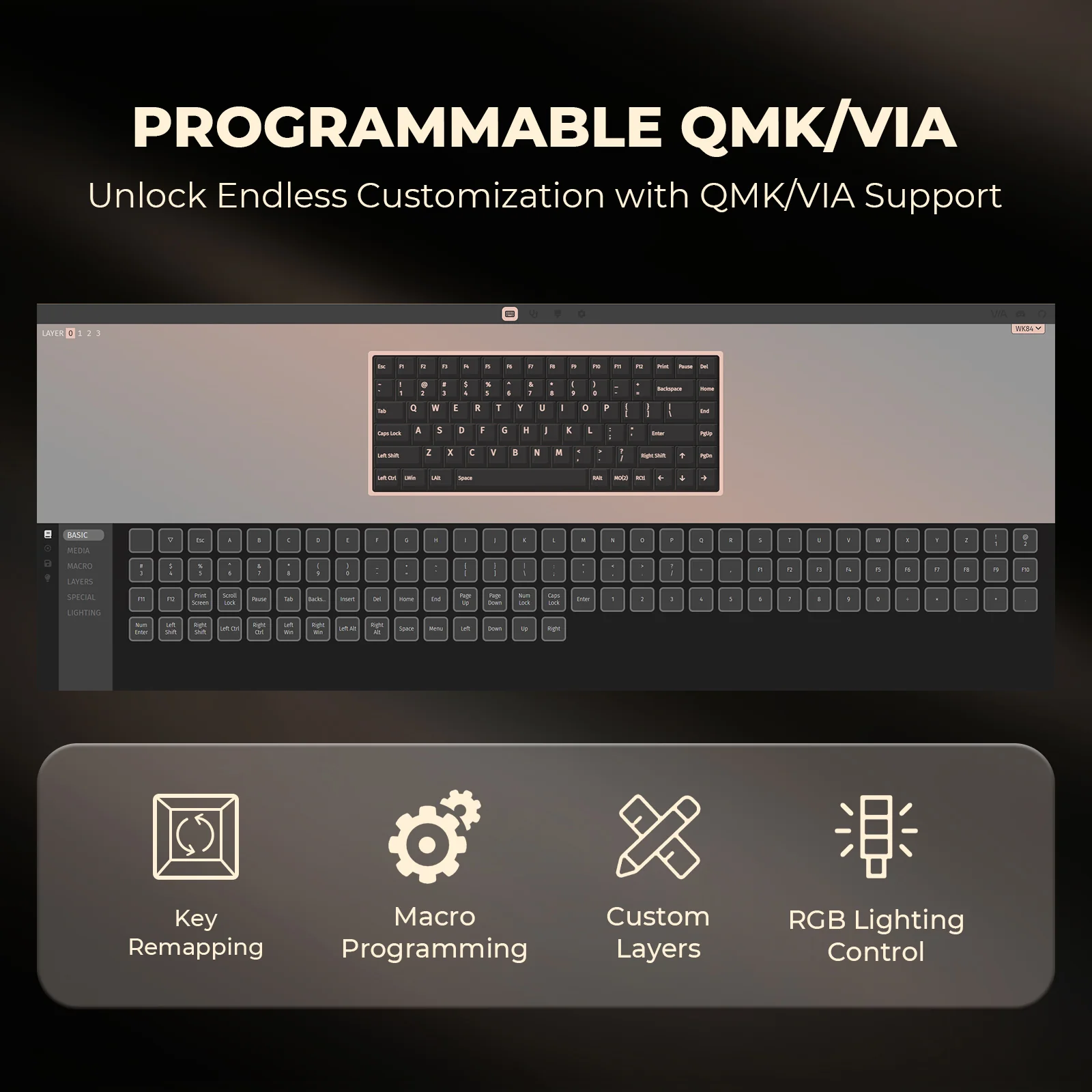 WK84 Wired Wooden Mechanical Keyboard - Image 5